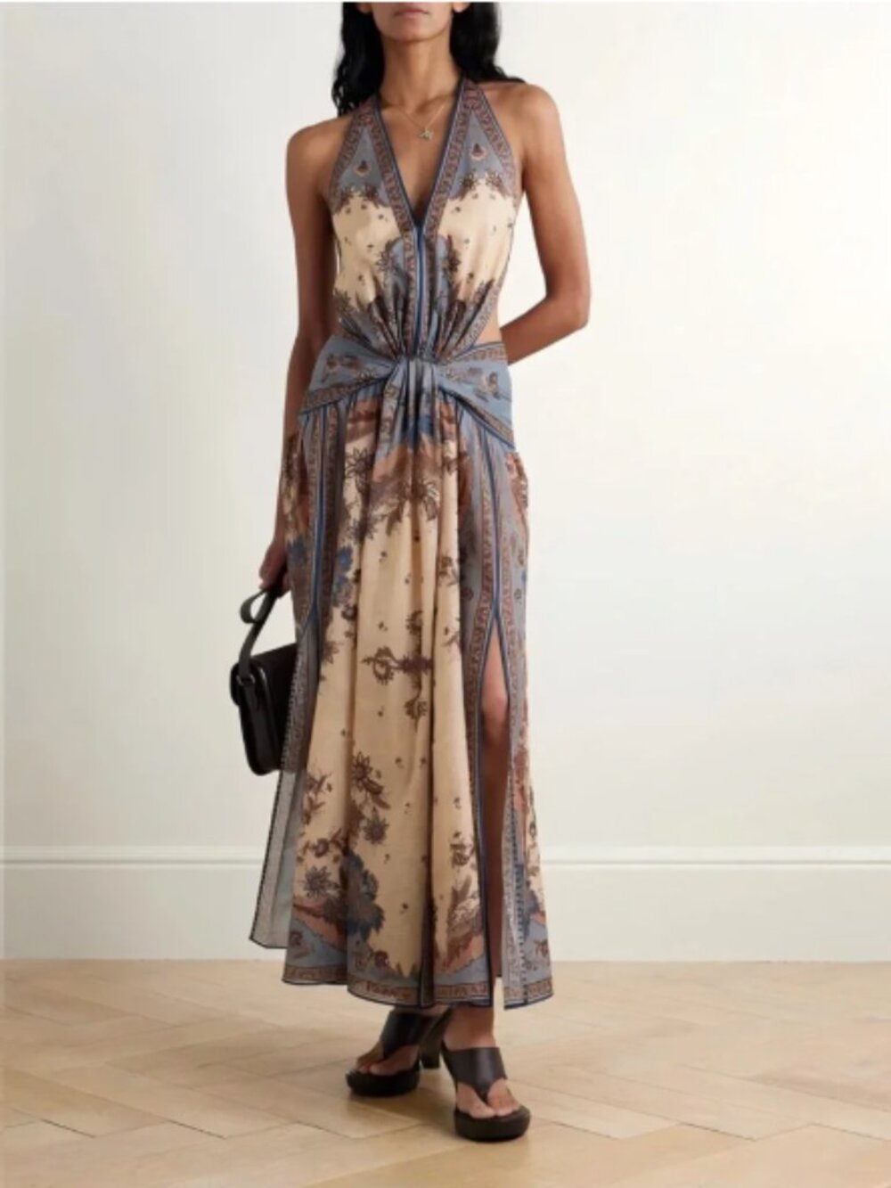 Zimmermann Women’s Ascension Plunge Halter printed cotton maxi dress